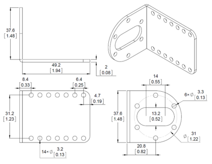 L-Bracket  Metal Gearmotors (2-Pack) Pololu 1084