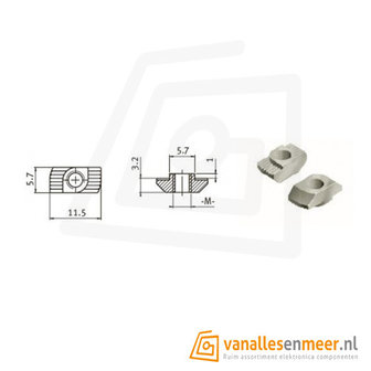 T-Sleuf Hamer moer m4 6mm sleuf