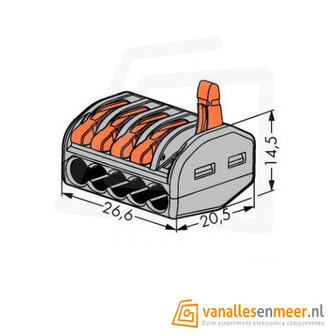 Draadklemmetje 5-weg 250V lasdop