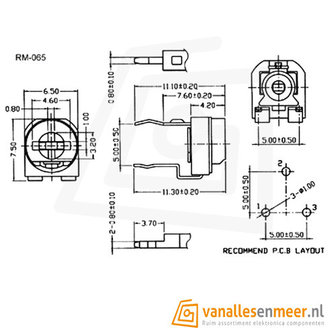 Weerstand regelbaar 50K Ohm RM-065