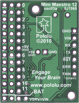 Mini Maestro 12-Channel USB Servo Controller (Assembled) Pololu 1352
