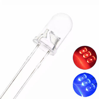 5mm Knipperende Rood/Blauw LED &ndash; Bi-Color Flitsende Diode