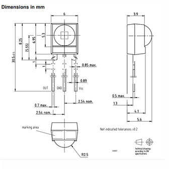 HS0038BD Infrarood Ontvanger &ndash; SIP-3 IR Remote Control Module &ndash; 38kHz
