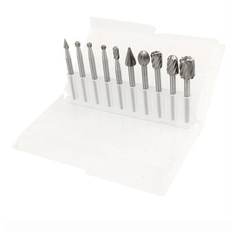 Freesset 10-delig &ndash; Mini Frezenset &Oslash; 3 mm (⅛ inch) &ndash; Voor Houtbewerking &amp; Multitool &ndash; Geschikt voor Dremel