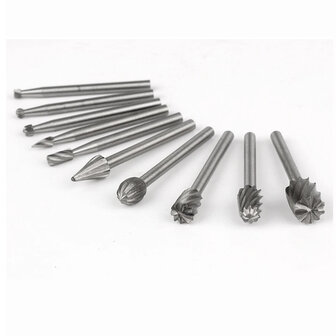 Freesset 10-delig &ndash; Mini Frezenset &Oslash; 3 mm (⅛ inch) &ndash; Voor Houtbewerking &amp; Multitool &ndash; Geschikt voor Dremel