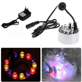 Mistmaker Rookmachine &ndash; 12 LED&rsquo;s &ndash; 4,5 &times; 3 cm &ndash; Kleurwisselend &ndash; Inclusief 24V Voedin