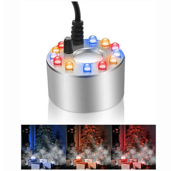 Mistmaker Rookmachine &ndash; 12 LED&rsquo;s &ndash; 4,5 &times; 3 cm &ndash; Kleurwisselend &ndash; Inclusief 24V Voedin