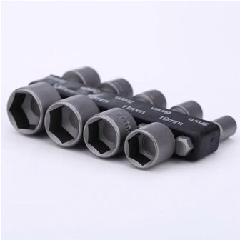 Bitdopset 9-delig &ndash; 5 t/m 13 mm &ndash; Korte Doppen &ndash; Hex Sockets &ndash; Schroefbit Set voor Accuschroevendraaiers &amp; Boormach