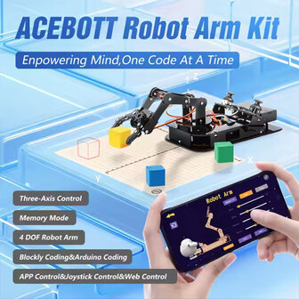 ACEBOTT QD022 &ndash; ESP32 4‑DOF Robot Arm Kit (Inventor Series)