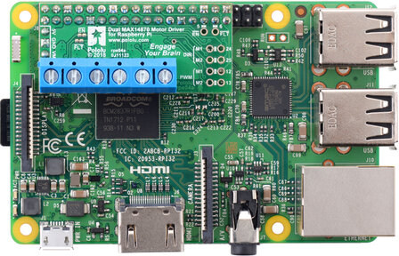 Pololu 3759 &ndash; Dual MAX14870 Motor Driver voor Raspberry Pi (Geassembleerd) &ndash; 1,7 A Continu / 2,5 A Pieks per Motor