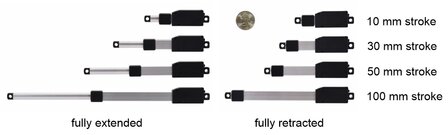 Pololu 4466 &ndash; Glideforce GF01‑121005‑1‑66 Micro Linear Actuator 50 mm, 12 V, 4,3 kgf, met eindschakelaars