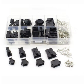 JST SM 2.54mm Connector Set &ndash; 200-delig &ndash; Male &amp; Female &ndash; 2/3/4/5 Pins + Terminals &ndash; In Opbergdoos