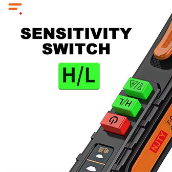 Contactloze Spanningszoeker &ndash; 12V tot 1000V AC &ndash; LED Indicatie &ndash; Gevoeligheidsinstelling &ndash; Met Zakl
