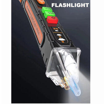 Contactloze Spanningszoeker &ndash; 12V tot 1000V AC &ndash; LED Indicatie &ndash; Gevoeligheidsinstelling &ndash; Met Zakl