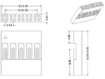 2,54 mm Dupont Krimpconnectorbehuizing: 1x4-Pins &ndash; 10 stuks &ndash; Pololu-1903