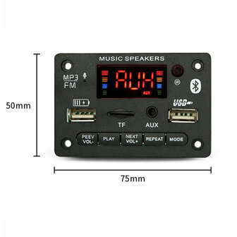 Bluetooth 5.0 MP3 Radio Decoder Module &ndash; USB, TF, AUX, FM &amp; Afstandsbediening