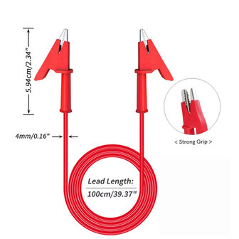 Alligator Clip naar Alligator Clip Testkabels &ndash; Set van 5 Kleuren &ndash; 1 meter