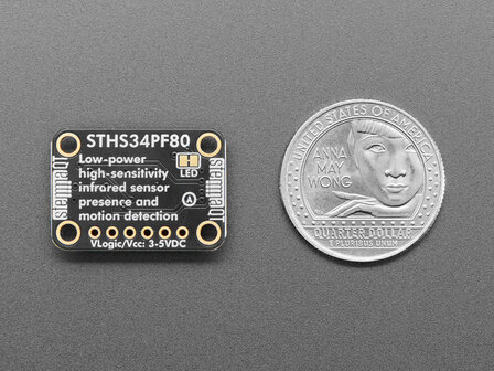 Compacte lensloze IR-aanwezigheids- en bewegingssensor met I&sup2;C-interface, geschikt voor STEMMA QT / Qwiic-kabels.