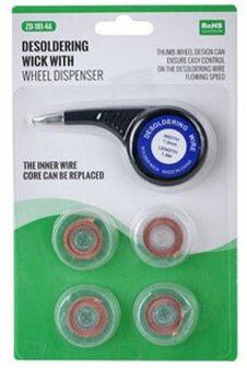 Desoldeerlint dispenser set 5 rollen 1,5 meter 1,5 mm breed desoldeerlitze voor soldeer verwijderen