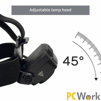 PCW12G LED hoofdlamp outdoor 720 lumen oplaadbaar met bewegingssensor en rode stand spatwaterdicht