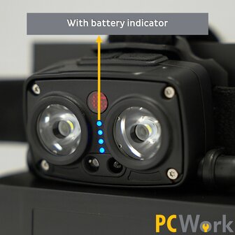 PCW12G LED hoofdlamp outdoor 720 lumen oplaadbaar met bewegingssensor en rode stand spatwaterdicht