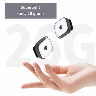 PCW12E LED clip hoofdlamp 200 lumen oplaadbaar USB C met clip en hoofdband IPX4 rood groen knipper
