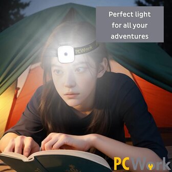 PCW12E LED clip hoofdlamp 200 lumen oplaadbaar USB C met clip en hoofdband IPX4 rood groen knipper