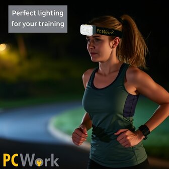 PCW12C LED hoofdlamp 380 lumen USB C oplaadbaar met warm wit koud wit focus en flood IPX4