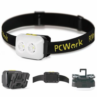 PCW12C LED hoofdlamp 380 lumen USB C oplaadbaar met warm wit koud wit focus en flood IPX4