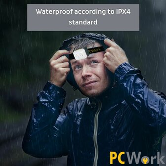 PCW12C LED hoofdlamp 380 lumen USB C oplaadbaar met warm wit koud wit focus en flood IPX4