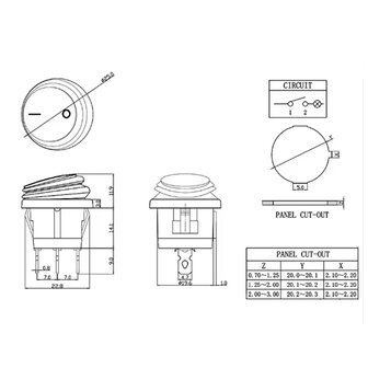 KCD1- Waterdichte ronde tuimelschakelaar 25 mm SPST 250V