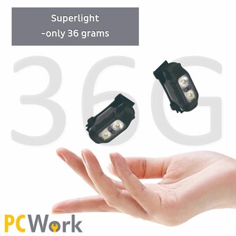 PCW12A LED Hoofdlamp Hybride Oplaadbaar 200 Lumen USB C IPX5