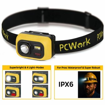PCW12D LED Hoofdlamp Professional IPX6 300 Lumen op 3 AAA batterijen