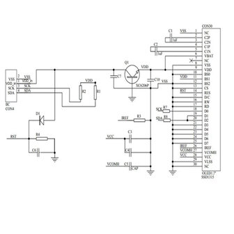 OLED 1.3 inch I2C display 128x64 4 pin wit op zwart voor Arduino en microcontrollers