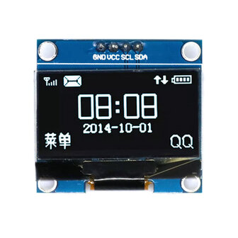 OLED 1.3 inch I2C display 128x64 4 pin wit op zwart voor Arduino en microcontrollers