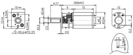 Micro Metal Gearmotor 60 RPM DC 6V 