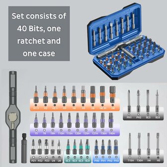 PCWork PCW08K Precision Ratchet Set 42-in-1 Magnetic Screwdriver Kit