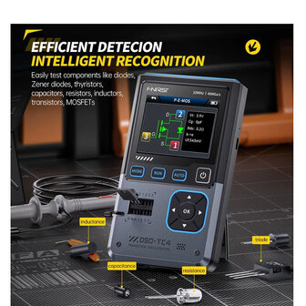 FNIRSI DSO-TC4 3-in-1 Digitale Oscilloscoop, Transistortester en Signaalgenerator