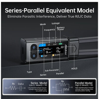 FNIRSI LCR-ST2 Plus 100K LCR ESR Meter 2-in-1 Digital Tweezers Bridge