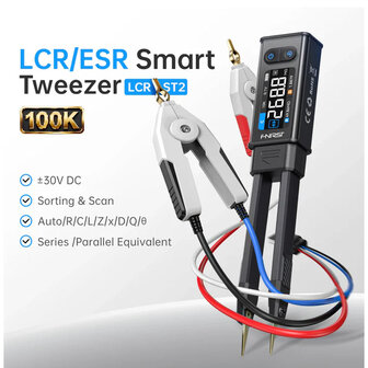FNIRSI LCR-ST2 Plus 100K LCR ESR Meter 2-in-1 Digital Tweezers Bridge