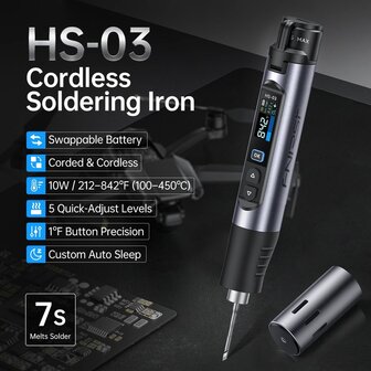 FNIRSI HS-03 Draadloze Soldeerbout met 18650 Accu en USB-C
