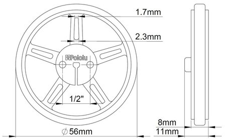 Wheel 60x8mm Pair    Pololu 1420/1421/1424