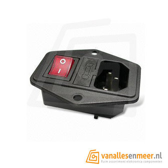 AC C13 Power socket met zekeringhouder en schakelaar