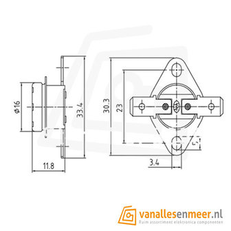 Thermostaat KSD301  40gr tot 170gr normal close