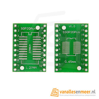 SMT Breakout PCB voor SOIC-20 of TSSOP-20