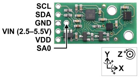 AltIMU-10 v5 Gyro, Accelerometer, Compass, and Altimeter (LSM6DS33, LIS3MDL, and LPS25H Carrier)  Pololu 2739