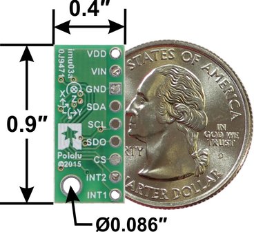 LSM6DS33 3D Accelerometer and Gyro Carrier with Voltage Regulator  Pololu 2736