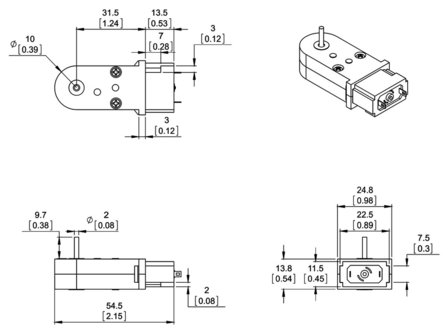 120:1 Mini Plastic Gearmotor, 90&deg; 2mm Spline Output Pololu 1123