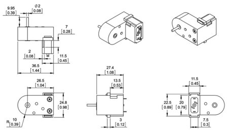 120:1 Mini Plastic Gearmotor, Offset 2mm Spline Output Pololu 1122