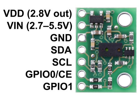 VL6180X Time-of-Flight Distance Sensor with Voltage Regulator  Pololu 2489